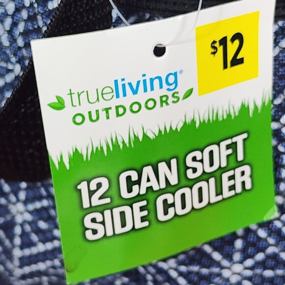 True Living Outdoors Blue White Triangle Pattern 12 Can Soft Side Carry Cooler - Picture 11 of 16